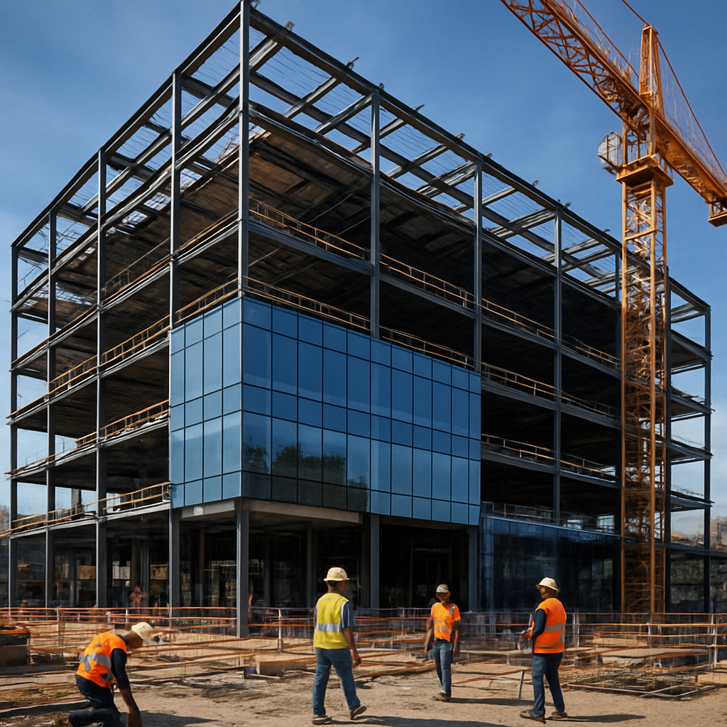 Modern commercial construction site